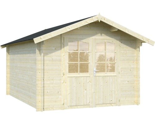 Abri de jardin en bois avec double porte et fenêtres