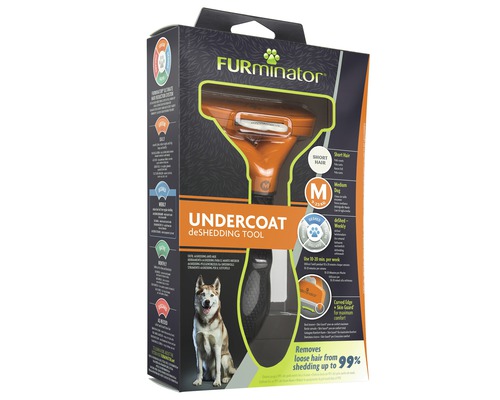 Emballage de l''outil deShedding FURminator Undercoat pour chiens moyens à poils courts