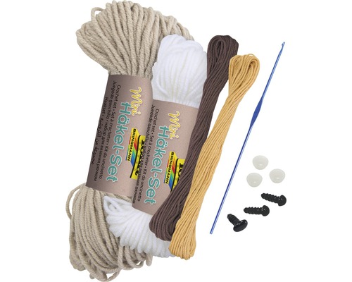 Mini kit de crochet avec fil, crochet, yeux de sécurité et vis