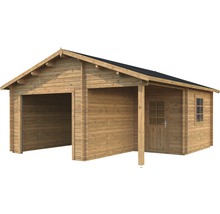 Garage simple Palmako Roger 21,9+5,2 m² sans portail 510 x 550 cm apprêt par immersion marron