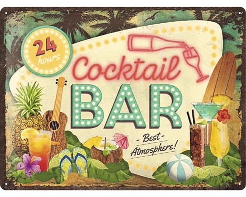 Plaque en tôle Cocktail Bar 30x40 cm