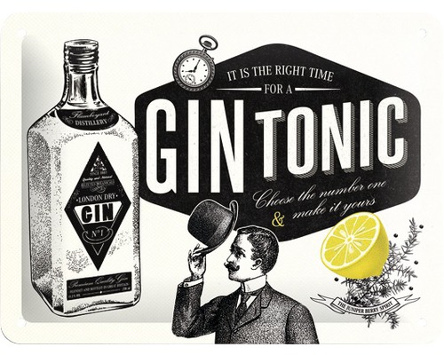Plaque en tôle Gin Tonic 20x15 cm