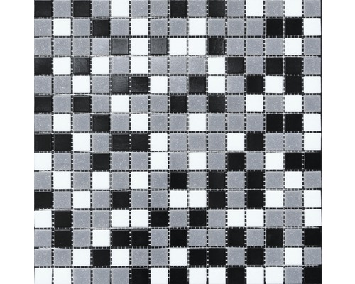 Mosa que en verre m lange blanc gris noir 30 5 x 32 5 cm