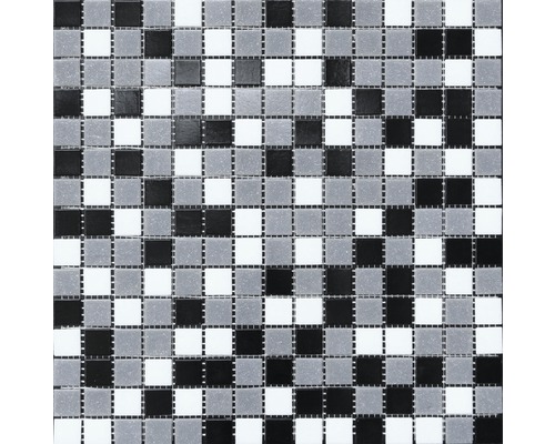 Glasmosaik mix weiß grau schwarz 30,5 x 32,5 cm