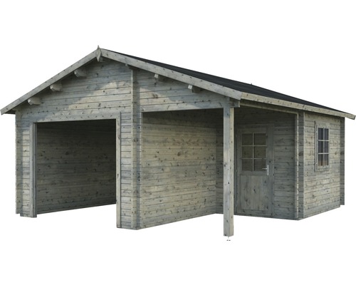 Garage simple Palmako Roger 21,9+5,2 m² sans portail 510 x 550 cm apprêt par immersion gris