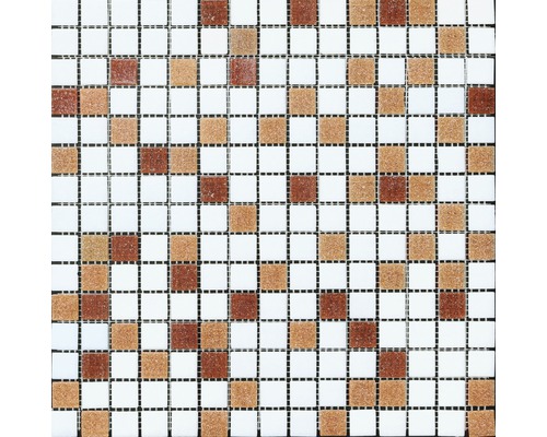 Mosaïque en verre HBR003 mélange blanc/marron 30,5x32,5 cm Contenu 10 pièces