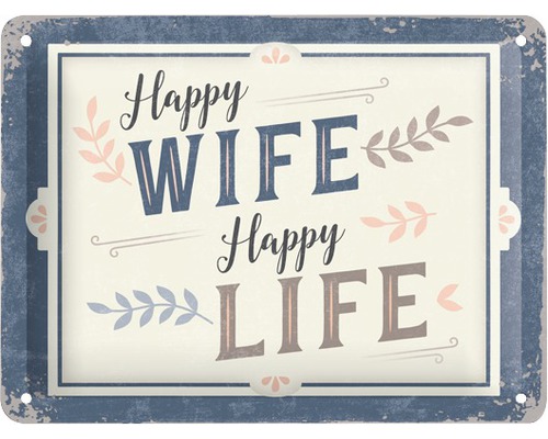 Plaque en tôle Happy Wife.. 20x15 cm