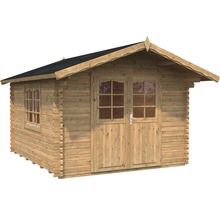 Abri de jardin Palmako Sally 10,2 m² y compris plancher et auvent 362 x 440 cm imprégné par immersion marron