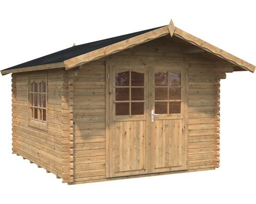 Holzgartenhaus mit Fenster und Doppeltür