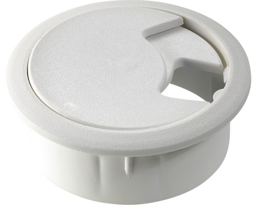 Passage de câble, Ø 80/90 mm blanc Passe-câble de bureau en plastique
