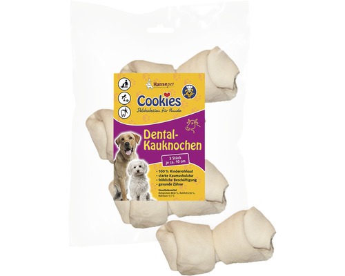 Hundesnack Cookies Dental-Kauknochen ca. 10 cm 3 Stück Kauartikel