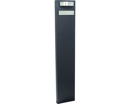 MEFA Säule 63 Edelstahl/pulverbeschichtet/gebürstet BxHxT 320/1560/180 mm Tiefschwarz RAL 9005 Struktur und Edelstahl mit Beleuchtung und Namensschild Freistehender Briefkasten mit Einwurfklappe und Namensschild