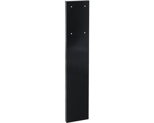 MEFA Säule 72 Stahl pulverbeschichtet BxHxT 205/1100/47 mm Tiefschwarz RAL 9005 Schwarze Badpaneel für Wandmontage mit Befestigungspunkten.
