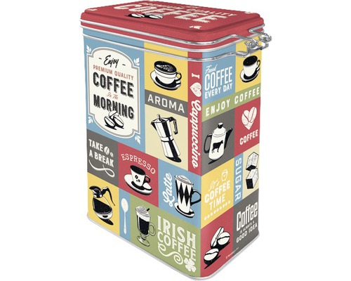 Boîte à café avec différents motifs de café