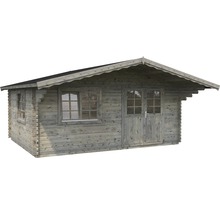 Abri de jardin Palmako Sally 19,1 m² y compris plancher et auvent 577 x 560 cm imprégné par immersion gris