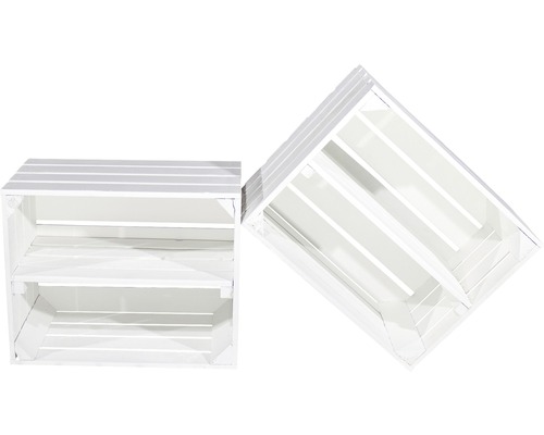 Deux caisses de rangement en bois blanc