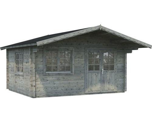 Holzgartenhaus mit Fenstern und Doppeltür