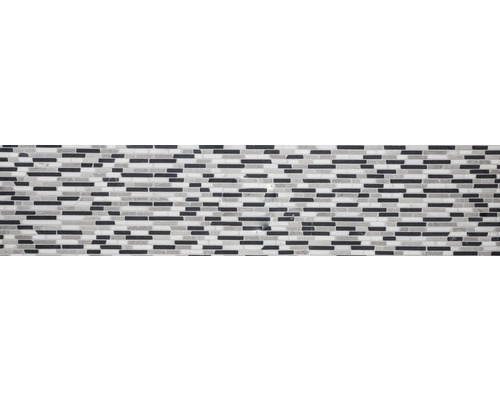 Mosaikfliese mit rechteckigen Elementen in Grau und Schwarz