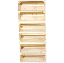 Vintage Obstkiste hell mit Mittelboden 50x40x30 cm 3er-Set