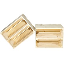 Vintage Obstkiste hell mit Mittelboden 50x40x30 cm 3er-Set
