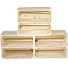 Vintage Obstkiste hell mit Mittelboden 50x40x30 cm 3er-Set