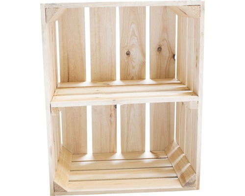 Caisse à fruits Vintage clair avec tablette centrale transversale 50x40x30 cm lot de 3 Caisse en bois avec étagère intermédiaire pour rangement et décoration