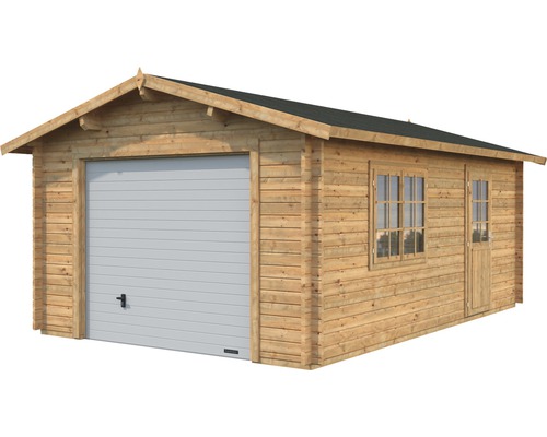 Holzgarage mit Sektionaltor, Fenster und Tür