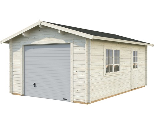 Holzgarage mit Sektionaltor, Fenster und Tür