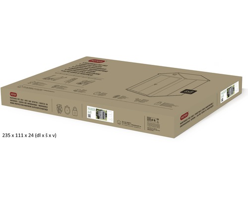 Emballage de la remise à outils Nartur Manor de dimensions 235 x 111 x 24 centimètres