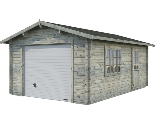 Holzgarage mit Sektionaltor, Fenster und Tür