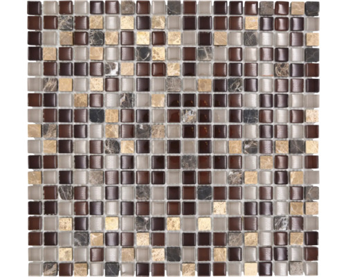 Glasmosaik mit Naturstein XCM M870 30,5x32,2 cm mix braun Mosaikfliese aus Glas und Naturstein