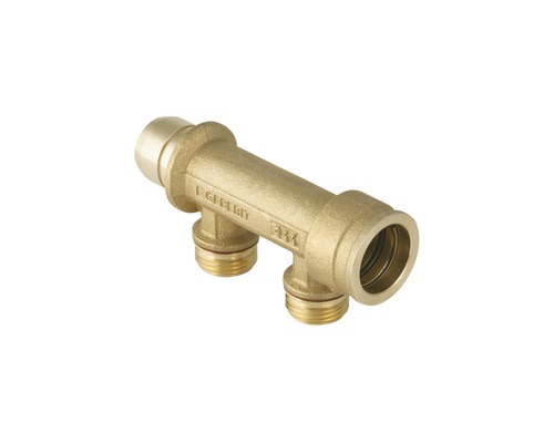 Distributeur GEBERIT PushFit double laiton 28 mm x M25 mm avec raccord à enficher 653.422.00.1