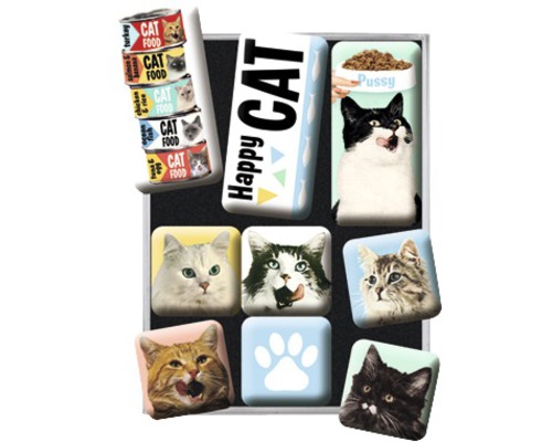Dekomagnet-Set Happy Cats 7-teilig 9,3x2 cm