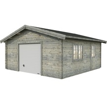Garage simple Palmako Roger 27,7 m² avec portail sectionnel 540 x 540 apprêt par immersion gris