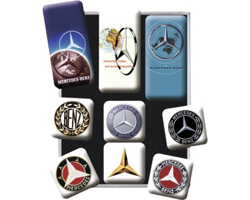 Kit d'aimants décoratifs Mercedes-Benz Logos 7 pièces 9,3x2 cm