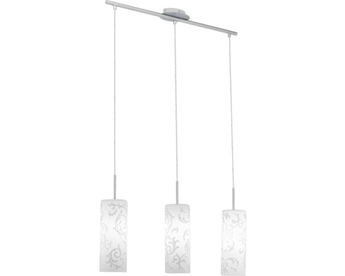Hängelampe mit drei Leuchten und floralem Muster