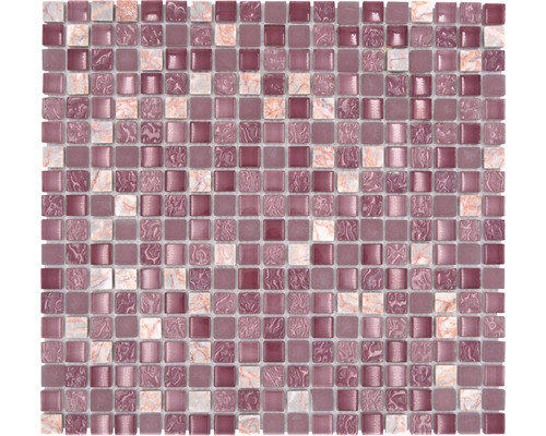 Mosaïque de verre avec pierre naturelle XCM M940 rose, 30,5x32,5 cm