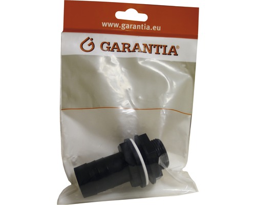 Kit de raccordement pour réservoir de jardin dans un emballage plastique