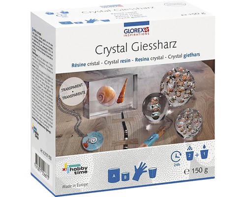 Résine coulée cristal Rapid avec durcisseur 2:1 750 g Glorex Crystal Giessharz Set pour la fabrication de bijoux et de décorations
