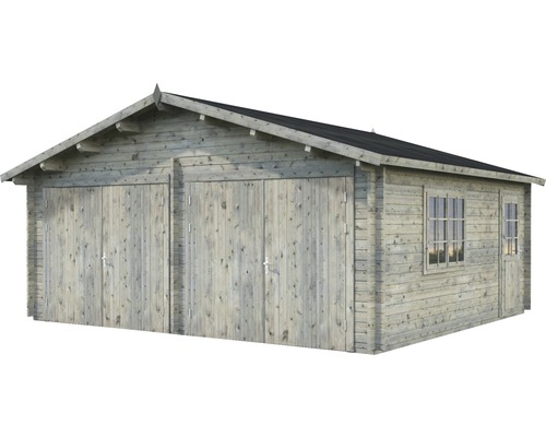 Garage double en bois avec fenêtres