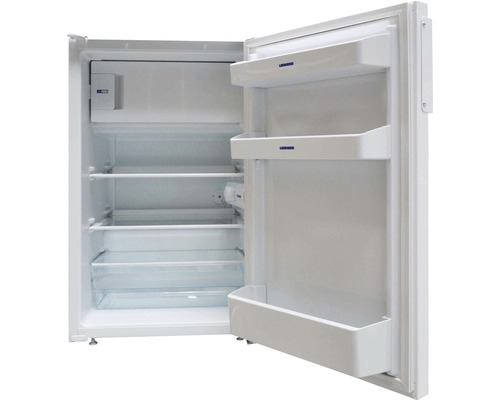 Réfrigérateur blanc ouvert avec des étagères