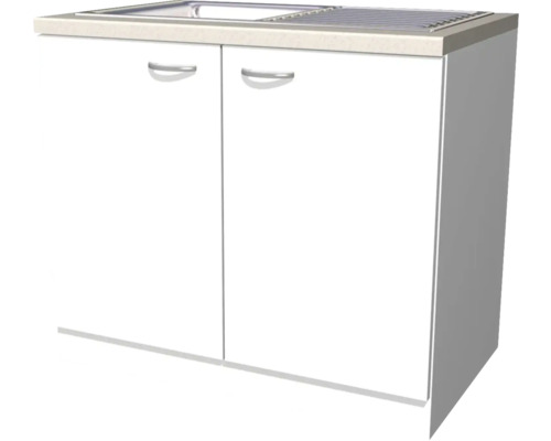 Flex Well Spülenschrank inkl Spüle Wito BxTxH 100x60x85 cm weiß matt zerlegt