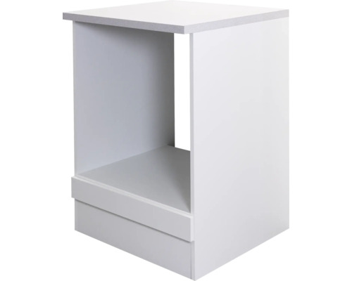 Armoire pour four encastré Flex Well Wito lxpxh 60 x 60 x 85 cm blanc mat démontée Meuble de cuisine blanc avec étagère ouverte