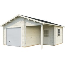 Garage simple Palmako Roger 21,9+5,2 m² avec portail sectionnel 510 x 550 cm apprêt par immersion