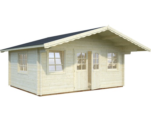 Holzgartenhaus mit Doppeltür und Fenstern