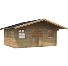Gartenhaus Palmako Helena 18,6 m² inkl. Fußboden und Vordach 608 x 554 cm tauchgrundiert braun