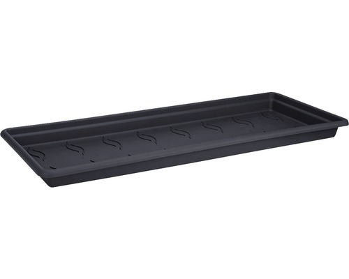 Blumentopf Untersetzer elho Green Basics XXL Kunststoff 72x33x5,5 cm anthrazit Schwarze Pflanzenschale mit Entwässerungslöchern.