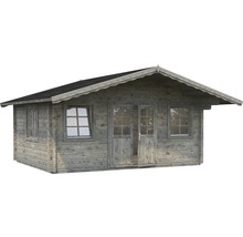 Abri de jardin Palmako Helena 18,6 m² y compris plancher et auvent 608 x 554 cm imprégné par immersion gris