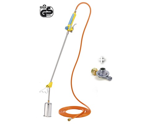 Unkrautbrenner mit Gasschlauch und Druckminderer
