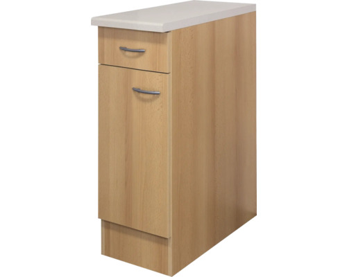 Flex Well Unterschrank mit Schublade und Drehtür Nano BxTxH 30 x 60 x 85 cm buche matt zerlegt Anschlag reversibel 00006878 Unterschrank mit zwei Schubladen und Arbeitsplatte